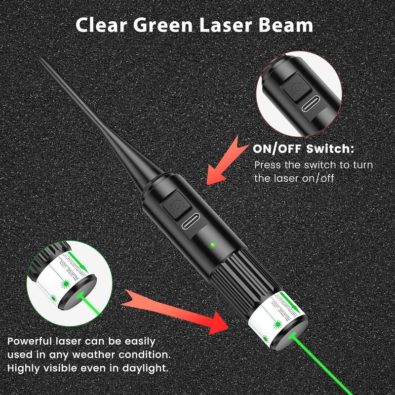 Despwolf USB Rechargeable Bore Sight Laser, 64 Adapters Professional Green Laser Bore Sight Kit, Fit 0.17 to 12GA Calibers, Multiple Caliber Bright Bore Sighter Laser Powerful Support for All Gun, Rifle,Pistol - Image 3
